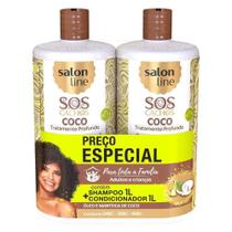 Kit Cachos Coco Shampoo E Condicionador Litrão Salon Line