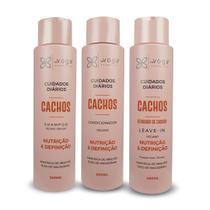 Kit Cachos In Voga Gigante 1480ml Shampoo 500ml Sem Sal Condicionador 500ml e Ativador de Cachos 480ml Profissional Cabelos em Transição Hidratação