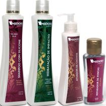 Kit Cachos Midori Com Silicone Hidratação Ativador Reparador