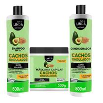 Kit Cachos Ondulados Shampoo Condicionador e Mascara