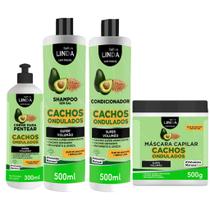 Kit Cachos Ondulados Shampoo Condicionador Mascara e Creme Capilar