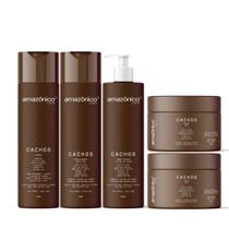 Kit Cachos - Shampoo + 2 Máscara + Condicionador + Creme ativador de Cachos Amazônico Care