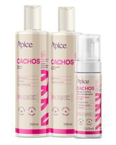 Kit Cachos Shampoo Condicionador 300ml e Mousse 210ml Apice Kit Cachos Shampoo Condicionador 300ml e Mousse 210ml Apice