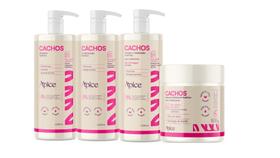 Kit Cachos Shampoo Condicionador Ativador 1L e Máscara 500g Apice