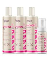 Kit Cachos Shampoo Condicionador Gelatina e Mousse Apice Kit Cachos Shampoo Condicionador Gelatina e Mousse Apice