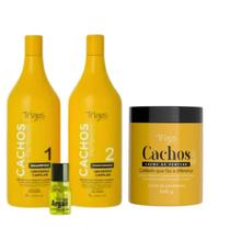 Kit Cachos Trigos Shampoo e Condicionador 1L Creme de Pentear 500g Óleo Argan Definição, Brilho e Nutrição Kit Cachos Trigos Shampoo e Condicionador 1L Creme de Pentear 500g Óleo Argan Definição, Brilho e Nutrição