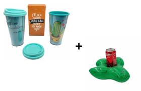 Kit Cacto: Copo Térmico Funny Cactos + Porta Copo De Boia