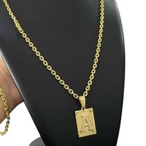 Kit Cadeado 4mm + Letra Personalizada Banhado a Ouro