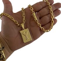 Kit Cadeado 7mm + Pingente Letra Banhado a Ouro 18K Kit Cadeado 7mm + Pingente Letra Banhado a Ouro 18K