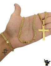 Kit Cadeado Duplo 5Mm - Banhado A Ouro 18K Kit Cadeado Duplo 5Mm - Banhado A Ouro 18K