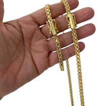 Kit Cadeado Duplo 6mm Fecho 750 Banhado a Ouro 18K Kit Cadeado Duplo 6mm Fecho 750 Banhado a Ouro 18K