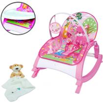 Kit Cadeira Bandeja de Alimentação Rosa e Naninha P/ Bebês - Color Baby