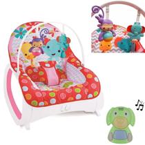 Kit Cadeira Bebê P/ Dormir Safari Vermelho +Cachorro Musical