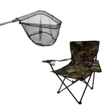 Kit Cadeira Camuflado Dobrável Porta Copos + Puça 2,76 Metro