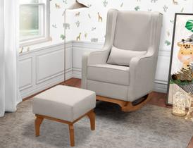 Kit Cadeira de Amamentação Balanço Retro com Puff para Quarto Infantil