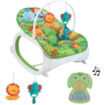 Kit Cadeira de Balanço Musical Verde e Dog Musical P/ Bebês