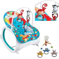 Kit Cadeira de Descanso Bebê Safari Azul 18Kg E Mobile Berço