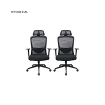 Kit Cadeira de Escritório Presidente Elite Preta