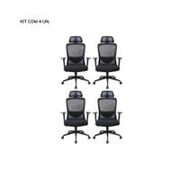 Kit Cadeira de Escritório Presidente Elite Preta