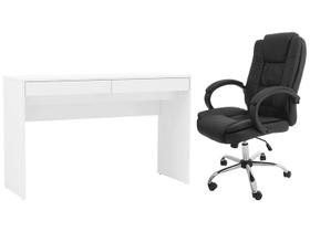 Kit Cadeira de Escritório Presidente Giratória - Otello + Escrivaninha 2 Gavetas Politorno Office