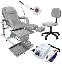 Kit Cadeira De Podologia Bandejas Exaustor Mocho Fiscomed