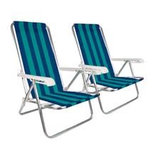 Kit cadeira de praia aluminio dobravel 2 cadeiras MOR resistente