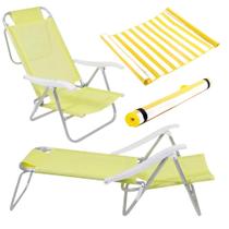 Kit Cadeira de Praia Sunny Dobravel + Esteira com Alca Amarelo Bel