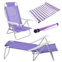Kit Cadeira de Praia Sunny Dobravel + Esteira com Alca Lilas Bel