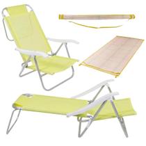 Kit Cadeira de Praia Sunny + Esteira de Palha com Alca Amarelo Bel