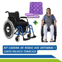Kit Cadeira de Rodas Alumínio AVD Ortobras com Cinto de Segurança Pélvico Torácico Kit Cadeira de Rodas Alumínio AVD Ortobras com Cinto de Segurança Pélvico Torácico