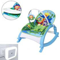 Kit Cadeira Descanso 20KG Bebê Musical Azul + Luminária