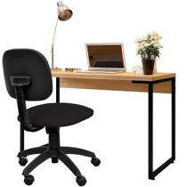 Kit Cadeira Escritório Economy Material Sintético e Mesa Escrivaninha Industrial Soft Nature Fosco - Lyam Decor