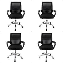 Kit Cadeira Escritório Giratória Ergonômica Diretor Altura Ajustável Tela Mesh Zebrada Kit Cadeira Escritório Giratória Ergonômica Diretor Altura Ajustável Tela Mesh Zebrada