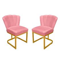 Kit Cadeira Flor para Consultório Veludo Rosa Base Dourada - Vallisa Decor Kit Cadeira Flor para Consultório Veludo Rosa Base Dourada - Vallisa Decor