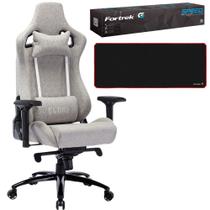 Kit Cadeira Gamer Confortável Até 180Kg Com Almofada de Lombar e Pescoço Cor Cinza + Mousepad Grande Speed Vermellho
