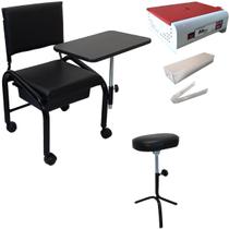 Kit Cadeira Manicure Pedicure Estética Cirandinha + Apoio De Pé Tripé + Estufa Esterilizadora Mini Colors Odontécnica - Mbm Decor
