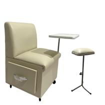 Kit Cadeira Para Manicure Ciranda Bege + Apoio De Pé - Big Chair