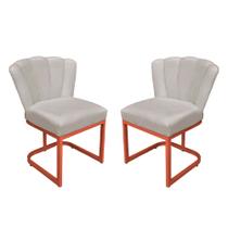 Kit Cadeira Pétala para sala de estar Veludo Base Cobre - Vallisa Decor