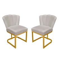 Kit Cadeira Pétala para sala de estar Veludo Base Dourada - Belliv Decor Kit Cadeira Pétala para sala de estar Veludo Base Dourada - Belliv Decor