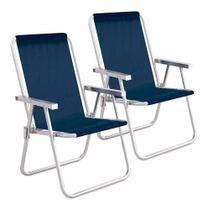 Kit cadeira praia mor alta conforto aluminio sannet azul 2 unidades