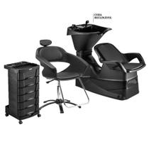 Kit Cadeira Primma + Lavatório Reclinável + Carrinho Dompel