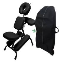 Kit Cadeira Quick Massage Legno Portátil Dobrável Shiatsu Black e Bolsa Transporte