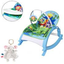 Kit Cadeira Vibratória Musical Snack Azul + Naninha Elefante - Color Baby