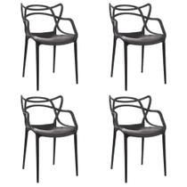 Kit Cadeiras Para Mesa Bar Area Cadeira Alegra Interior e Exterior Preta PolyPlast