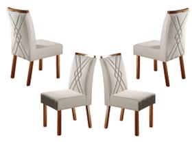 Kit Cadeiras Sala de Jantar Estofadas Anatômicas, Jasmim - Tecido Linho Creme Bege Elegantes e Modernas Kit:4