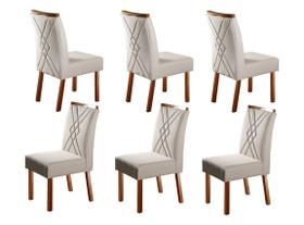 Kit Cadeiras Sala de Jantar Estofadas Anatômicas, Jasmim - Tecido Linho Creme Bege Elegantes e Modernas Kit:6
