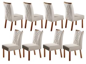 Kit Cadeiras Sala de Jantar Estofadas Anatômicas, Jasmim - Tecido Linho Creme Bege Elegantes e Modernas Kit:8