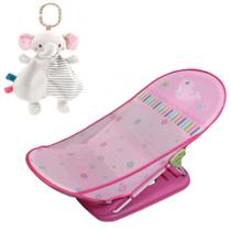 Kit Cadeirinha Banheira Infantil Bebê Portátil Rosa +Naninha