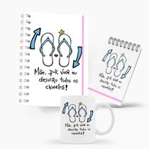 Kit Caderno, Bloco e Caneca - Dia das Mães - Desvirar Chinelos