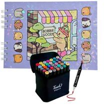Kit Caderno Bobbie Goods - Lilás Com 50 Folhas 180g + Kit Canetinha 36 cores